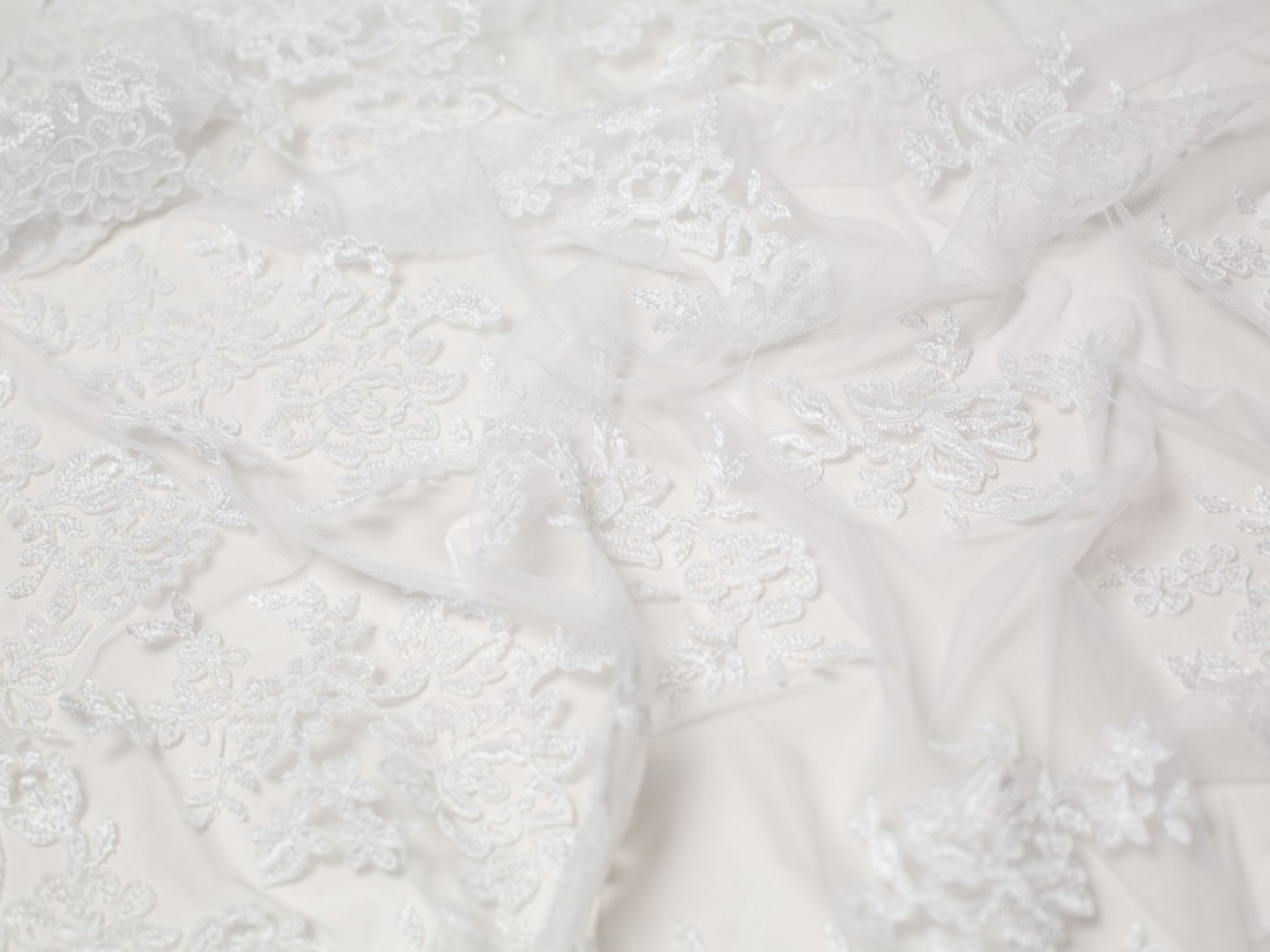 Minerva Core Range Naomi Embroidered Lace Fabric White