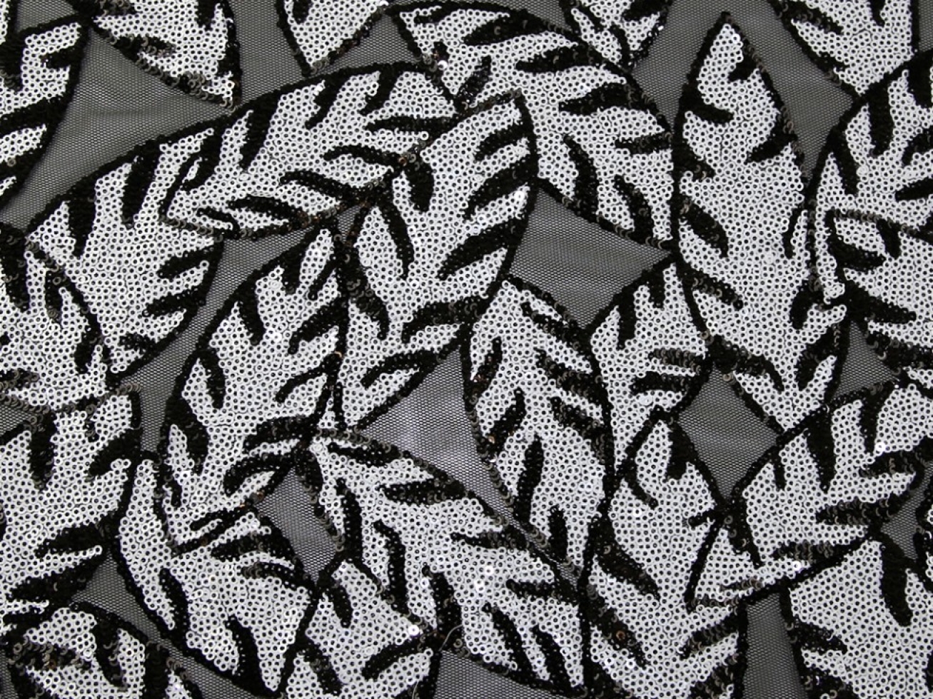 Paros Sequin Mesh Fabric Black & White