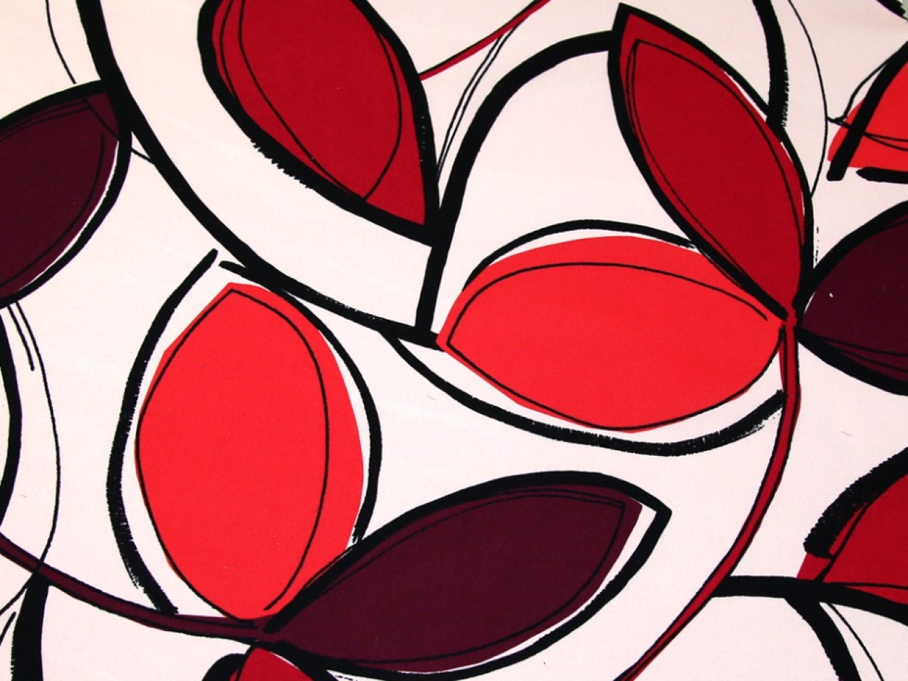 John Kaldor Pease Blossom Crepe Fabric Plum Red