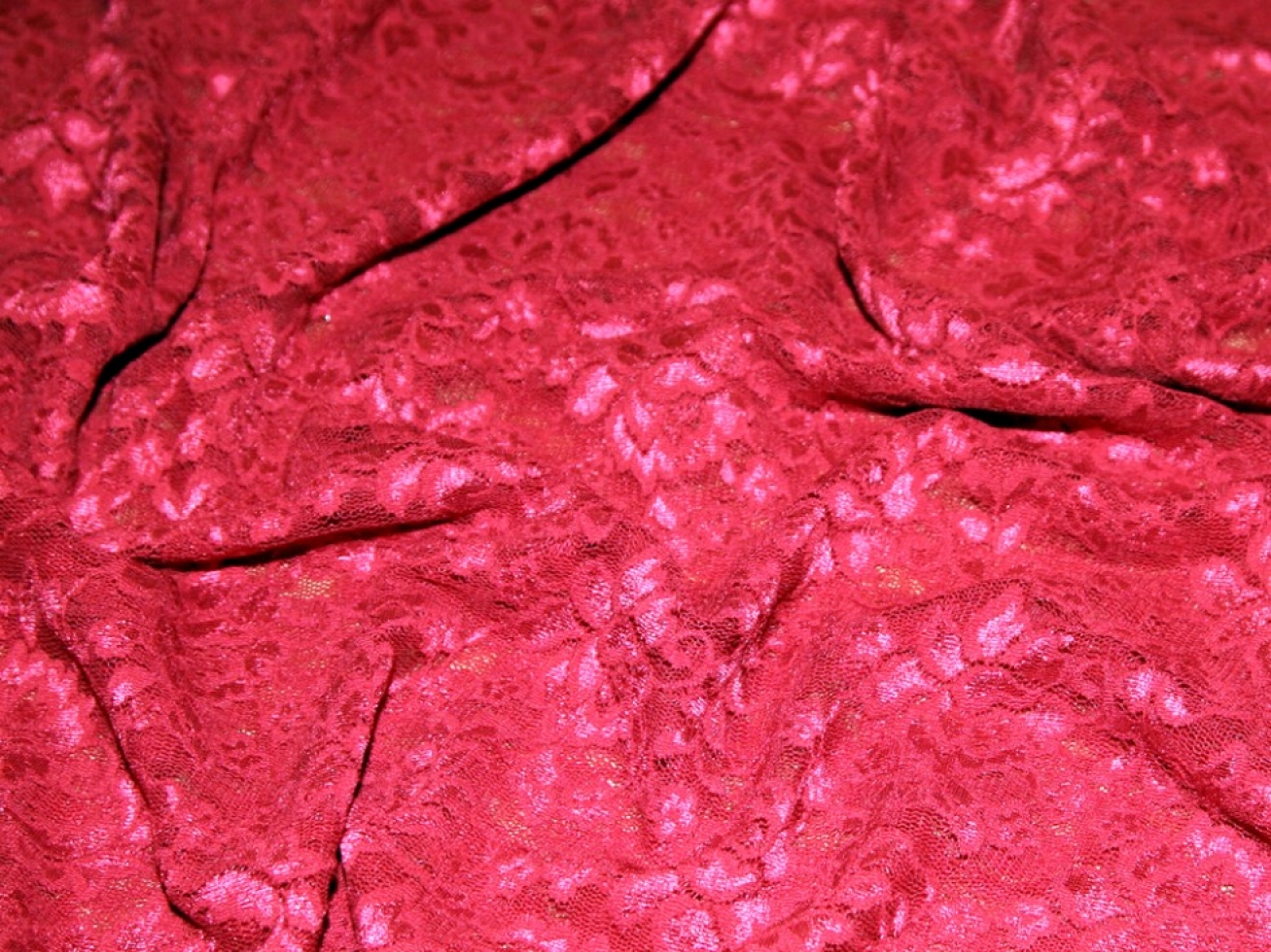 John Kaldor Perugia Stretch Lace Fabric Cherry