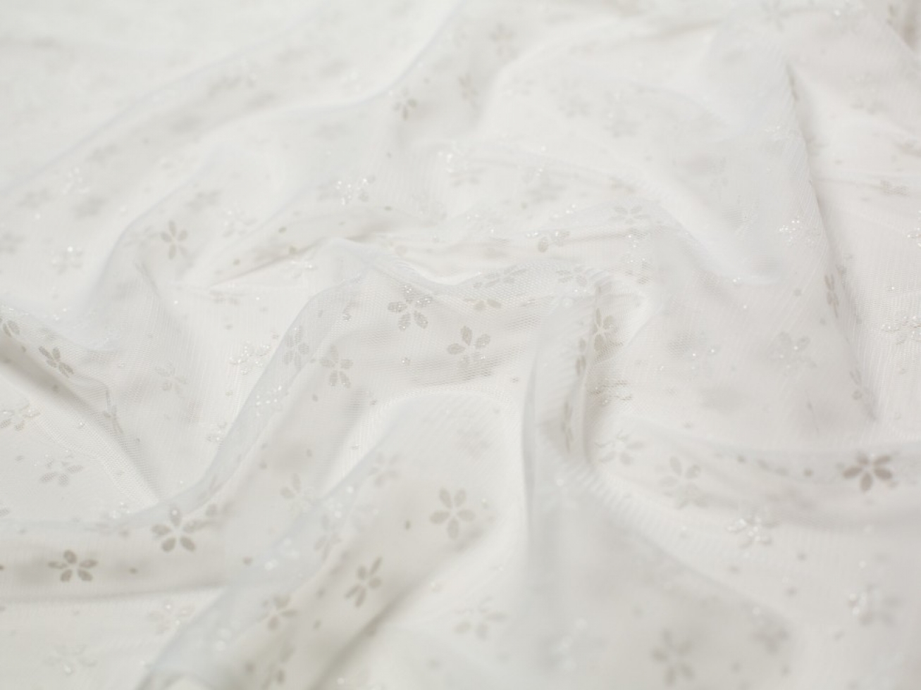 Minerva Core Range Petal Glitter Tulle Net Fabric Ivory