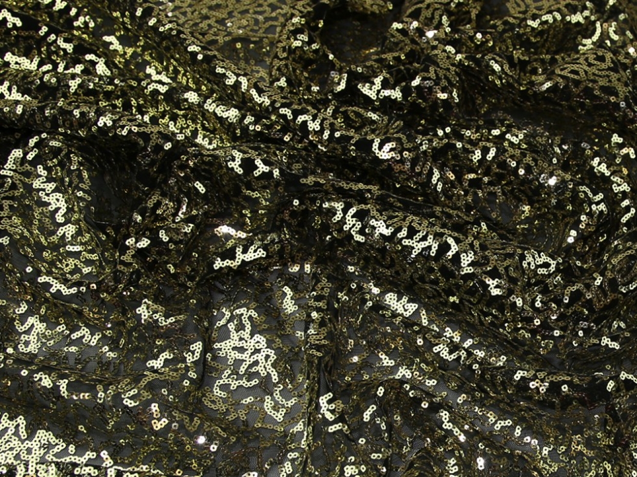 Pomona Sequin Mesh Fabric Gold