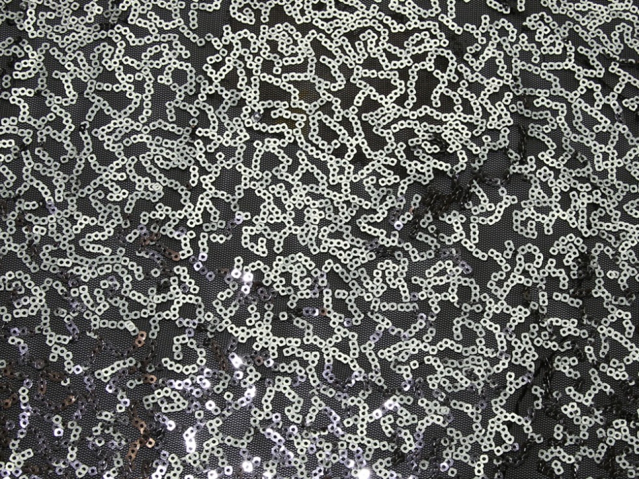 Pomona Sequin Mesh Fabric Black & Silver