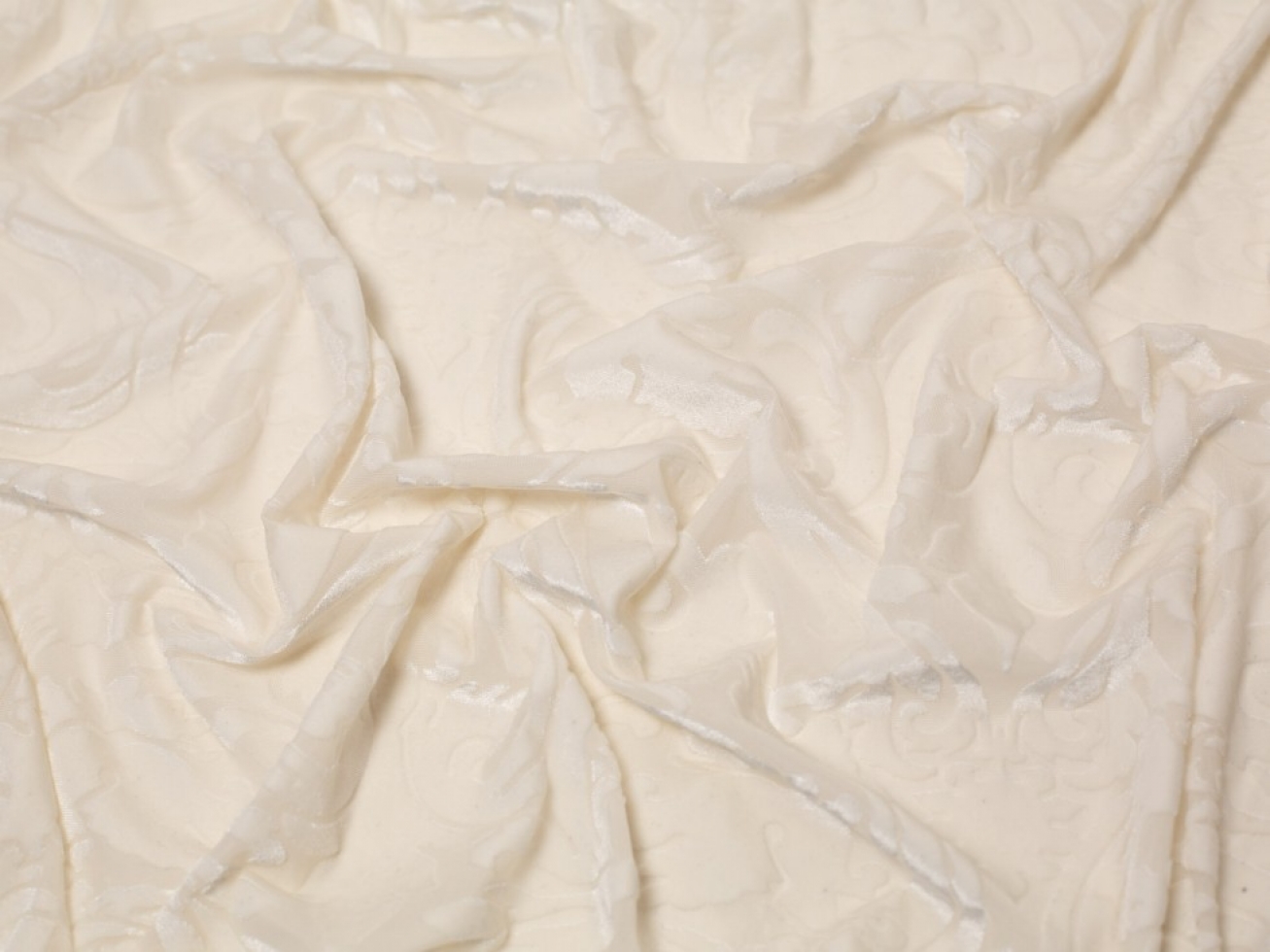 Minerva Core Range Puccini Burn Out Velvet Stretch Knit Fabric Ivory