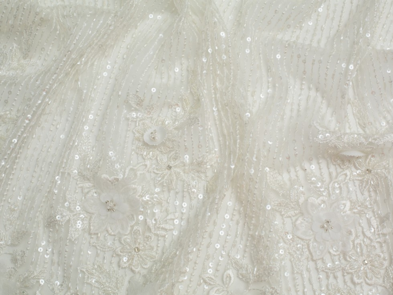 Minerva Core Range Rayne Beaded Lace Fabric Ivory