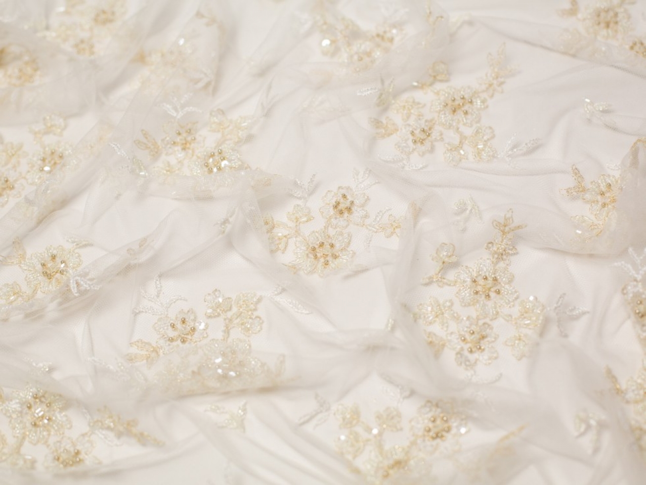 Minerva Core Range Roxanne Beaded Lace Fabric Ivory