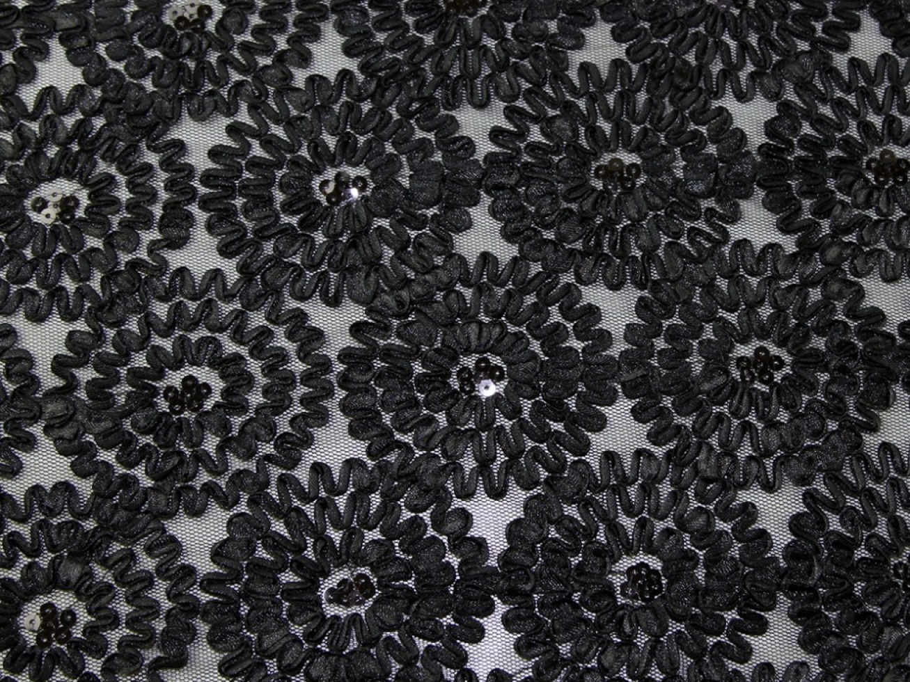 Santa Fe Embroidered Lace Fabric Black