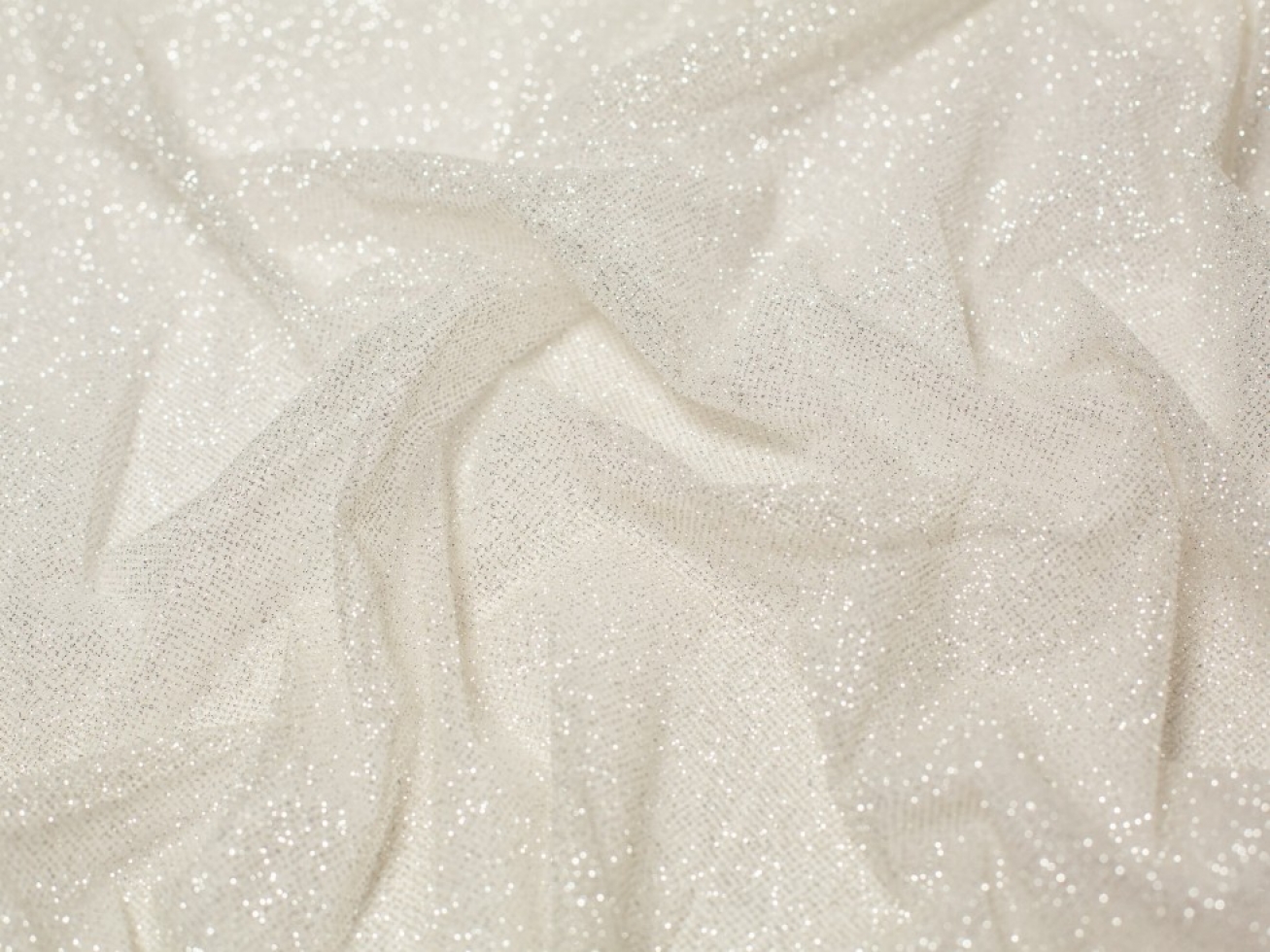 Minerva Core Range Shining Glitter Tulle Fabric Ivory