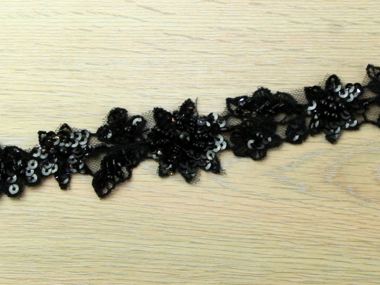 Crystal Edging Lace Trim Black