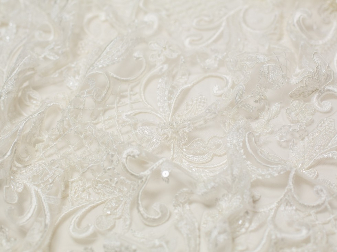Minerva Core Range Zoey Beaded Lace Fabric Ivory