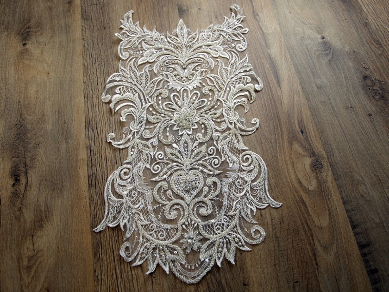 Large Beaded Appliques Ivory