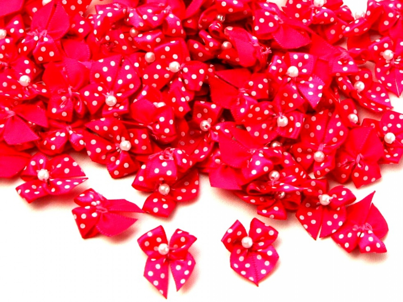 Polka Dot Ribbon Bows Cerise Pink