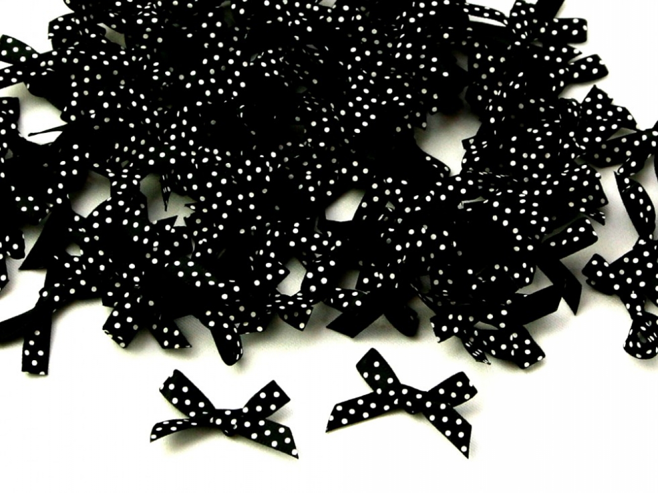 Polka Dot Satin Ribbon Bows Black