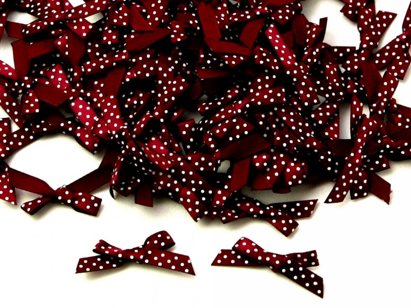 Polka Dot Satin Ribbon Bows Burgundy