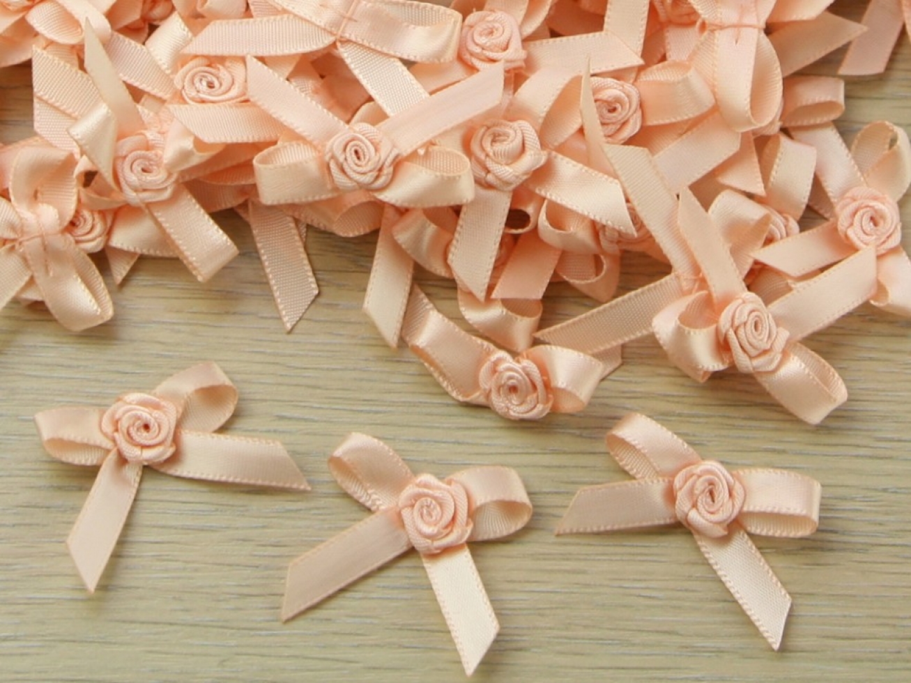 Ribbon Bows With Rose Pale Peach