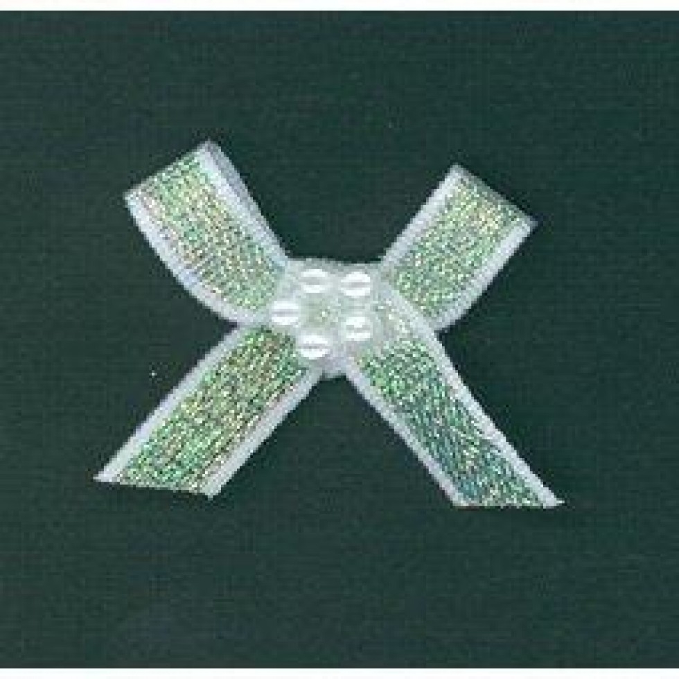 Ribbon Bow With Pearls Iridescent
