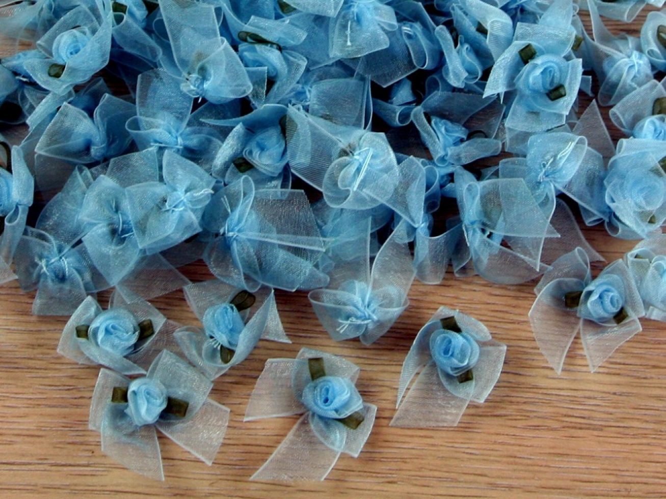 Sheer Ribbon Rose Bows Pale Blue