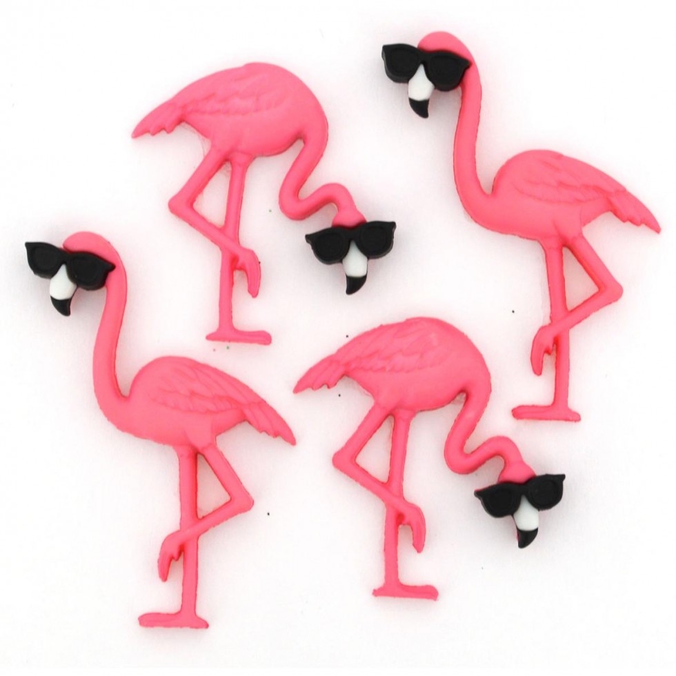 Dress It Up Think Pink Flamingos Buttons
