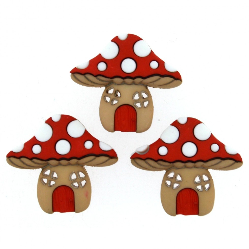 Dress It Up Mushroom Houses Buttons