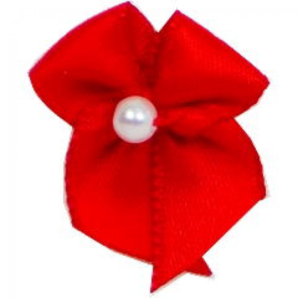 Ribbon Bows With Pearl Red
