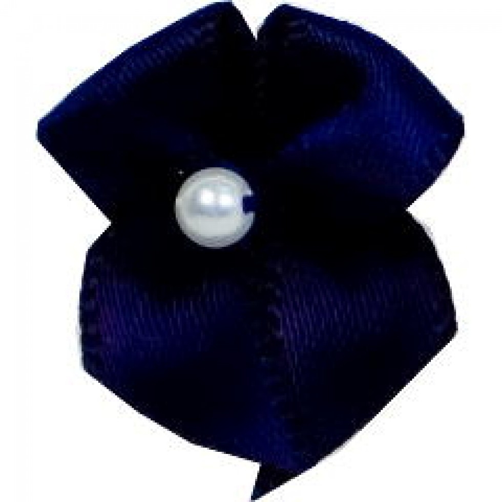 Ribbon Bows With Pearl Navy Blue