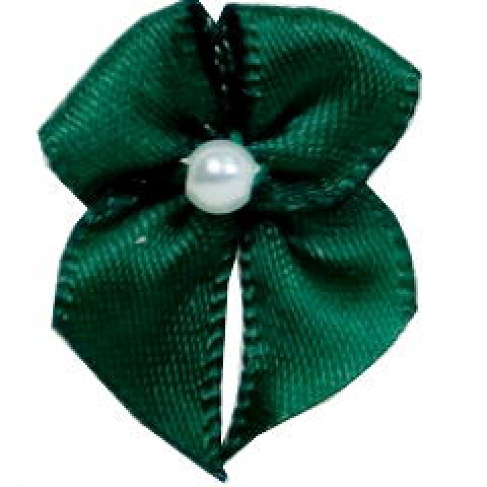 Ribbon Bows With Pearl Bottle Green