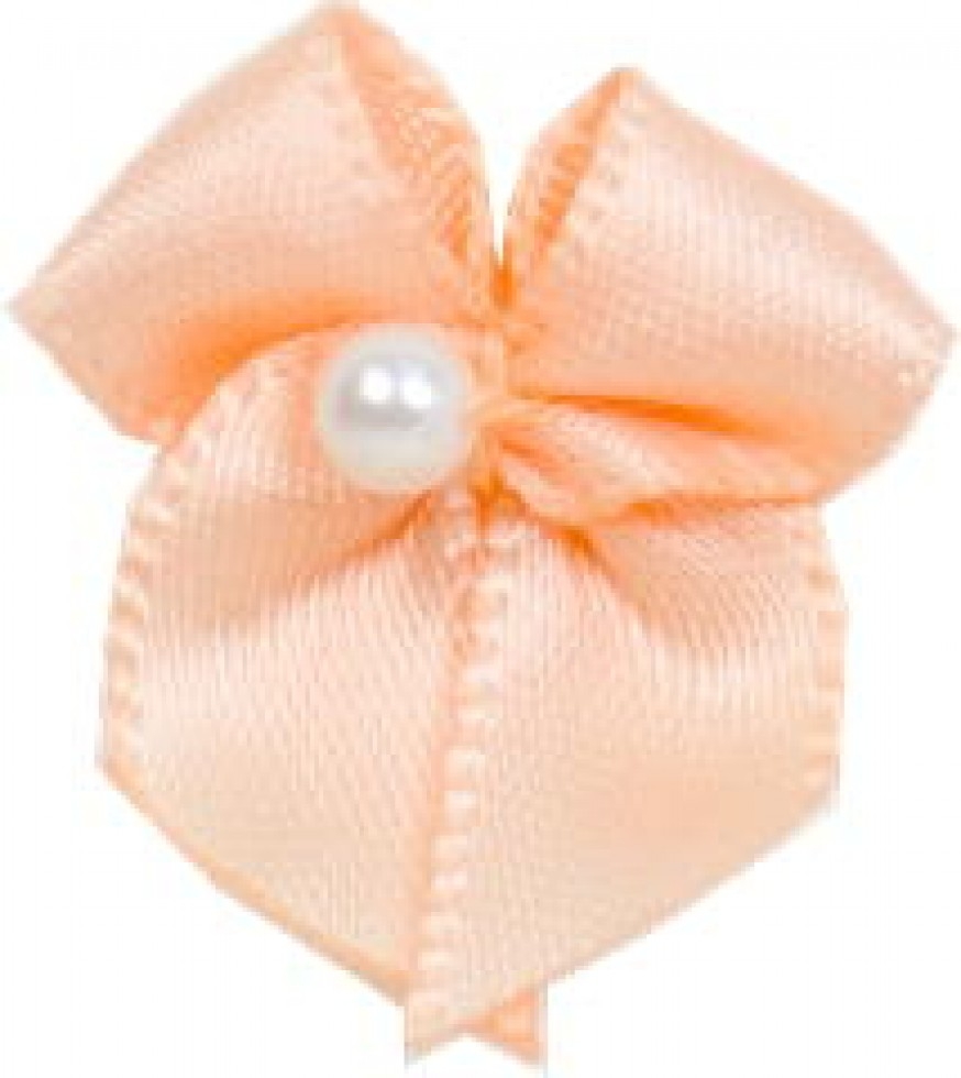 Ribbon Bows With Pearl Light Peach