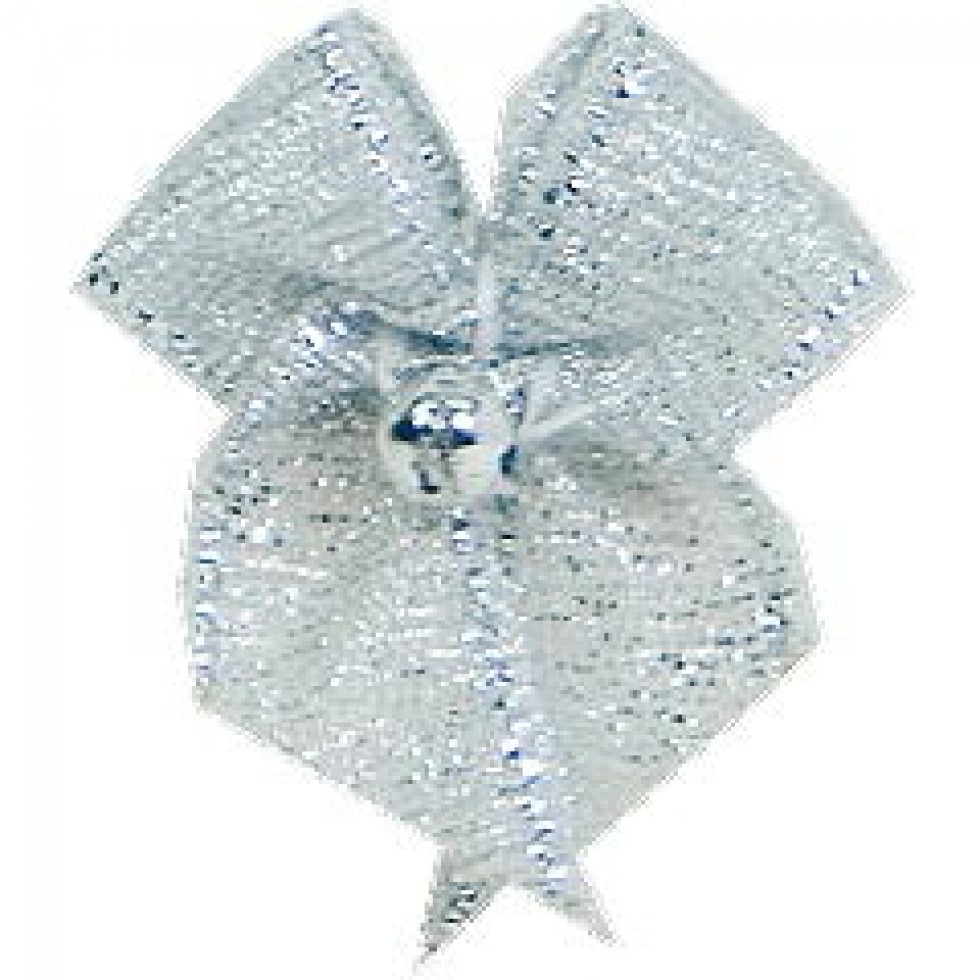 Ribbon Bows With Pearl Silver
