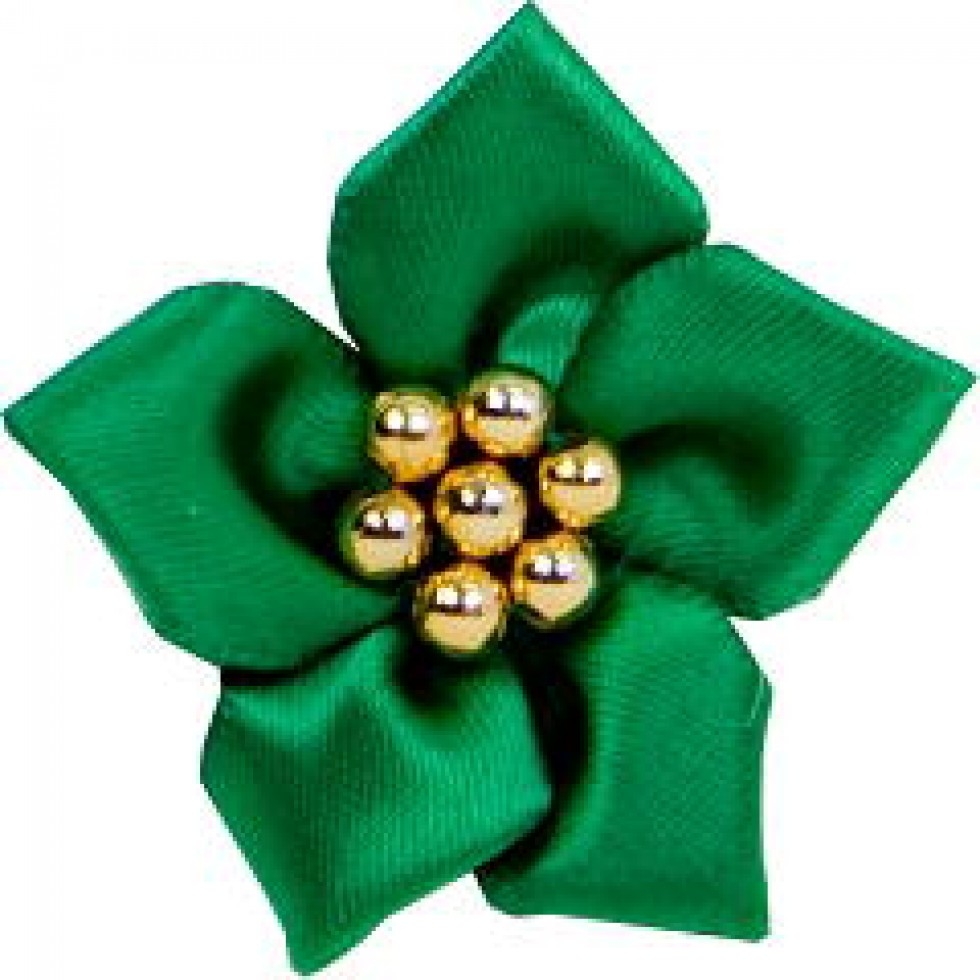 Satin Ribbon Stars Emerald Green & Gold