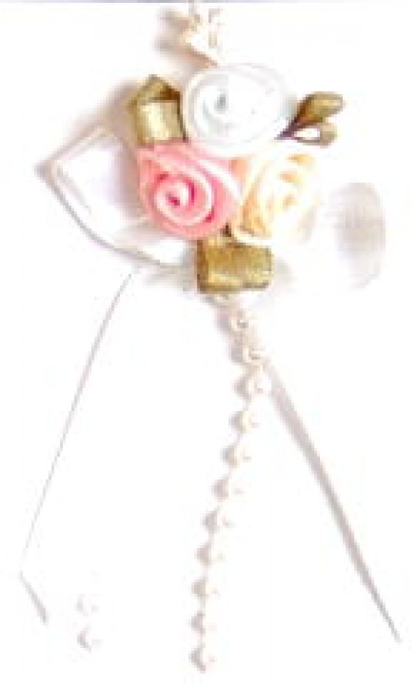 Rose on Ribbon Bow White Mix