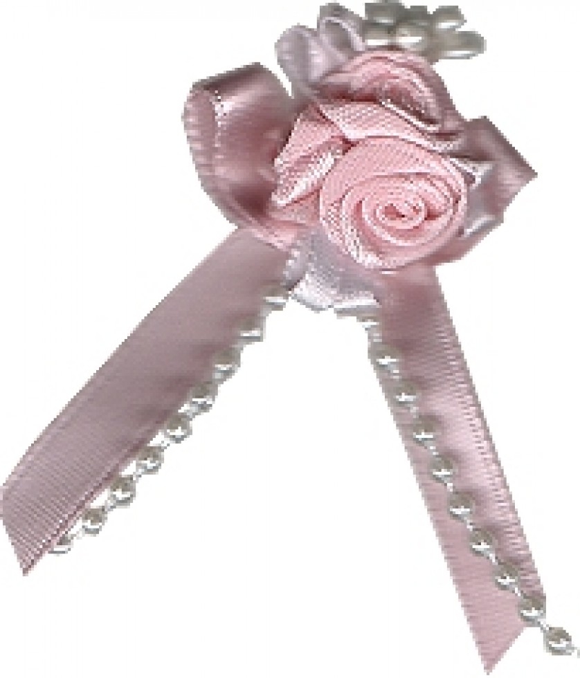 Rose on Ribbon Bow Pale Pink Solid