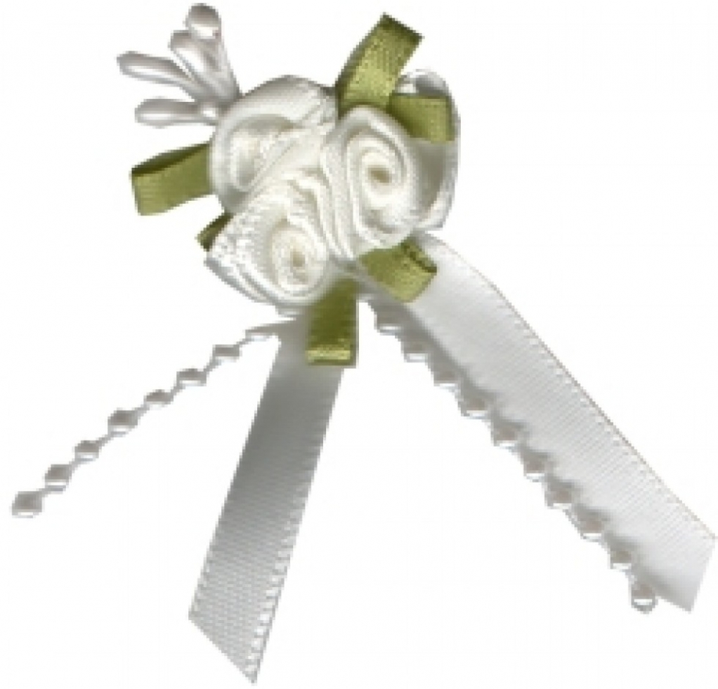Rose on Ribbon Bow Antique White Solid