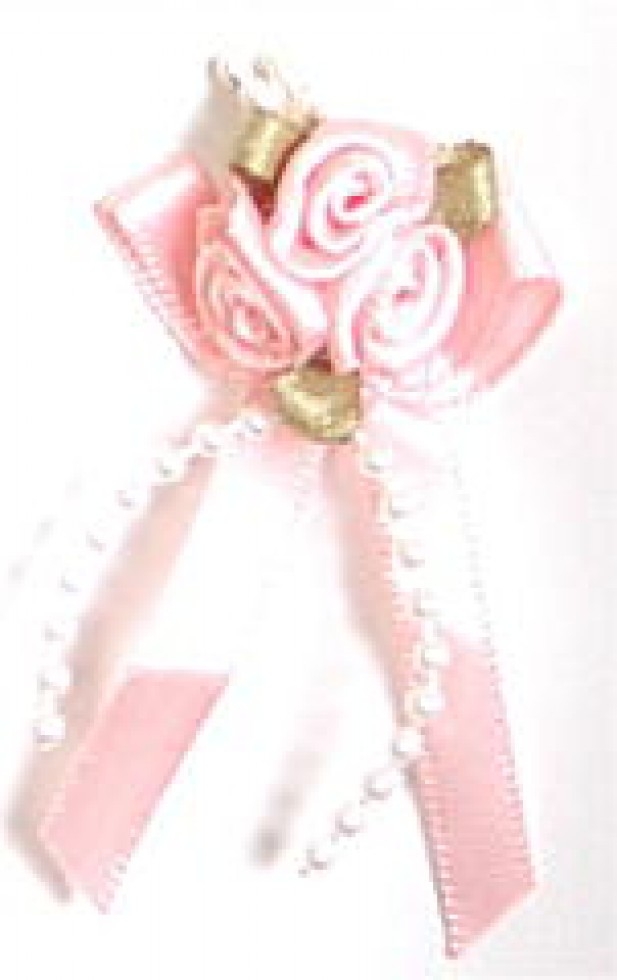 Rose on Ribbon Bow Pale Pink