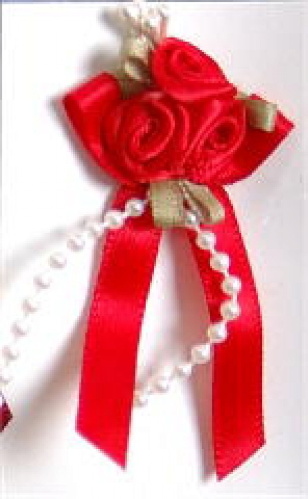 Rose on Ribbon Bow Red