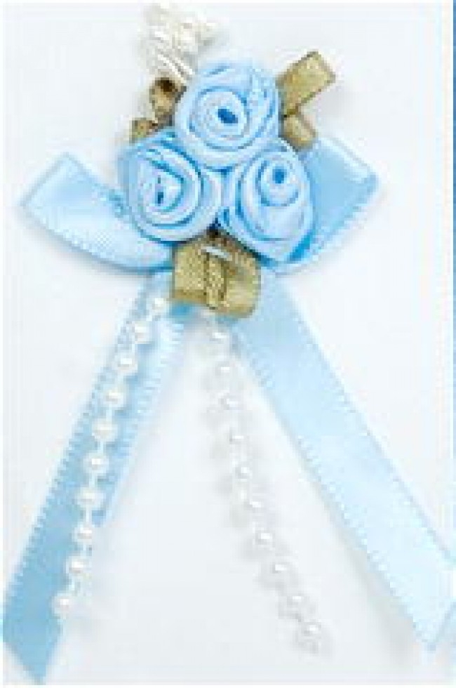 Rose on Ribbon Bow Light Blue