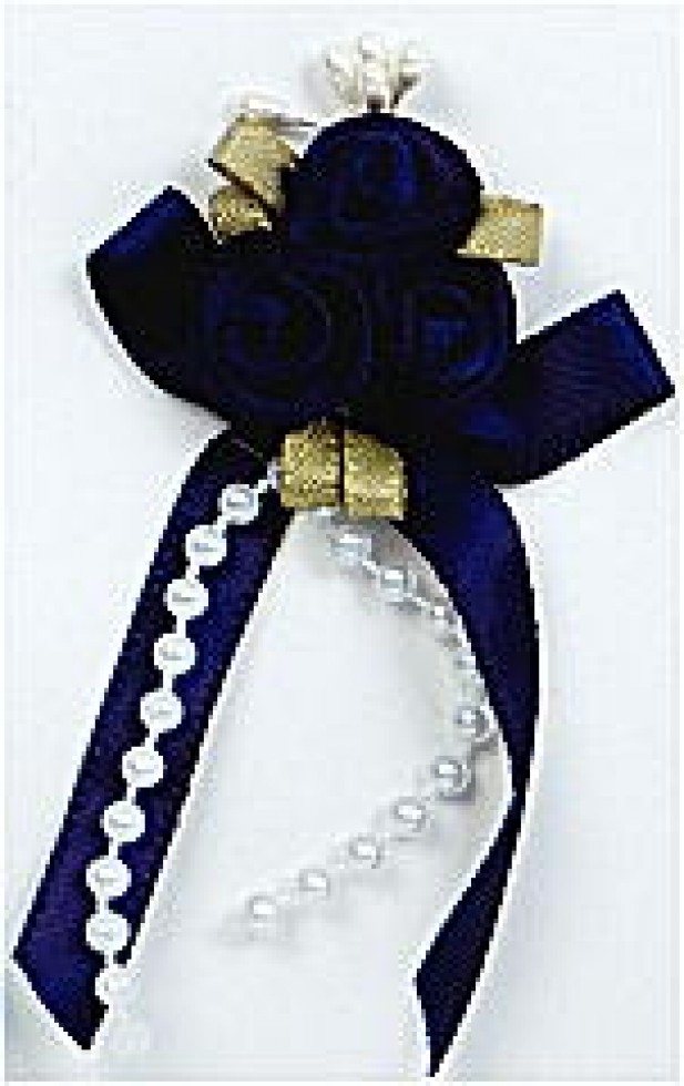 Rose on Ribbon Bow Navy Blue