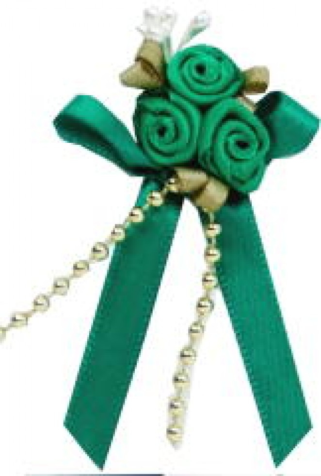 Rose on Ribbon Bow Emerald Green