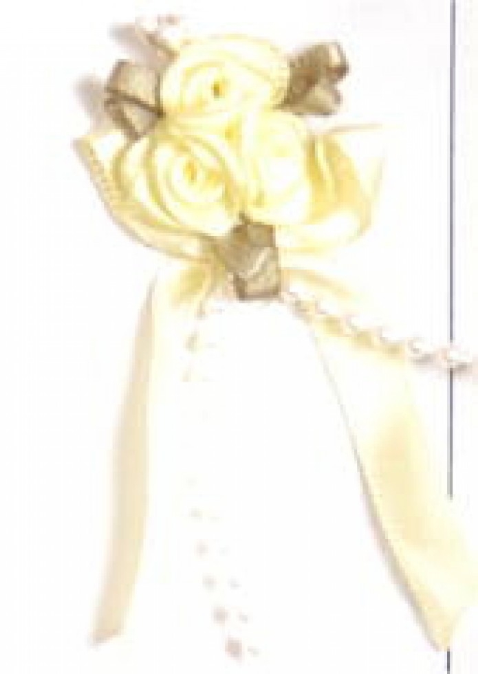 Rose on Ribbon Bow Baby Maize