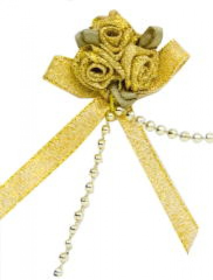 Rose on Ribbon Bow Gold