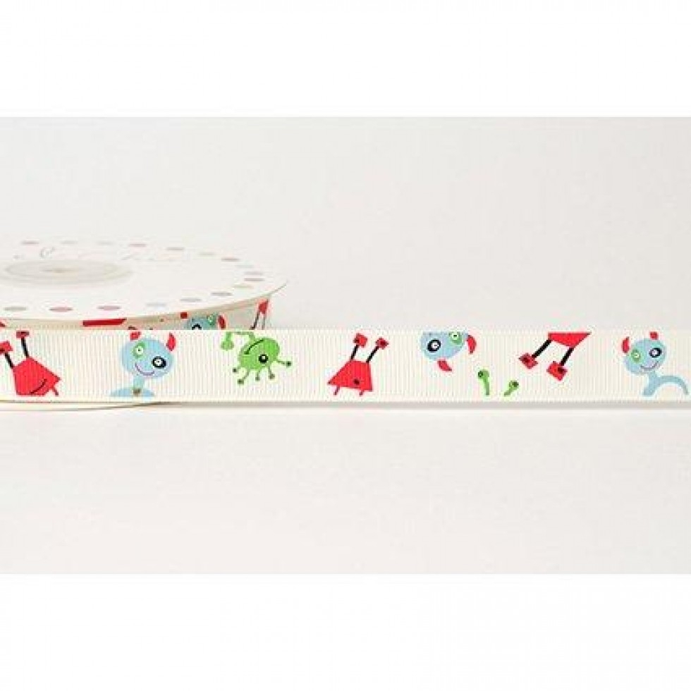 Reel Chic Alien Grosgrain Ribbon Antique White