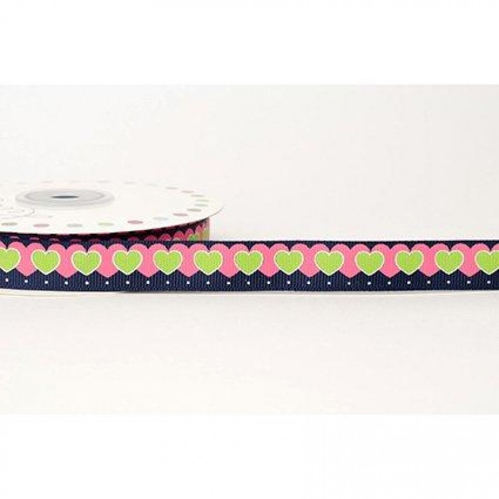 Reel Chic Hearts Grosgrain Ribbon Navy Blue