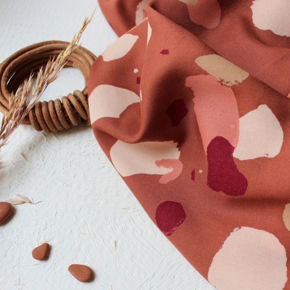 Atelier Brunette Granito Viscose Challis Fabric Chestnut