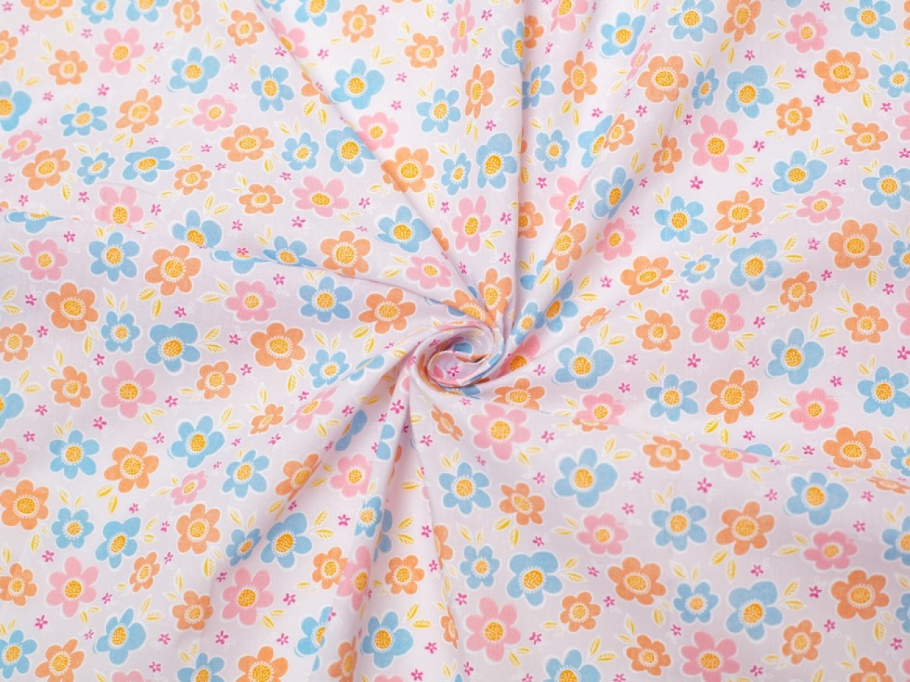 Printed Polycotton Fabric White