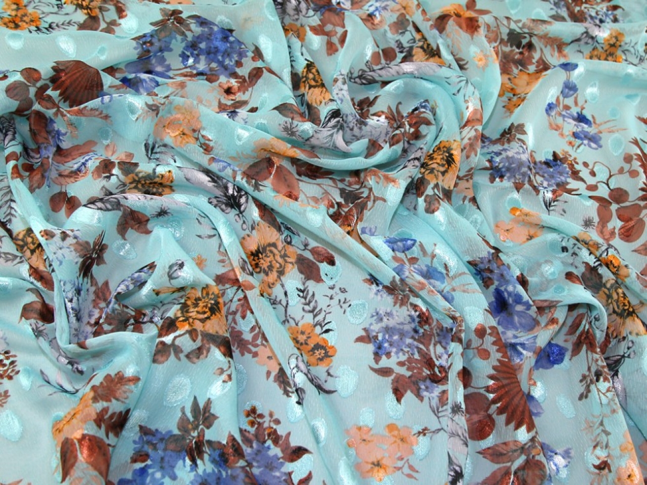 Chiffon Dobby Fabric Turquoise