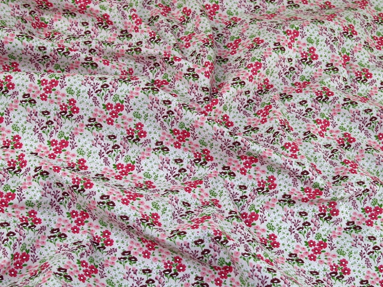 Printed Polycotton Fabric Pink