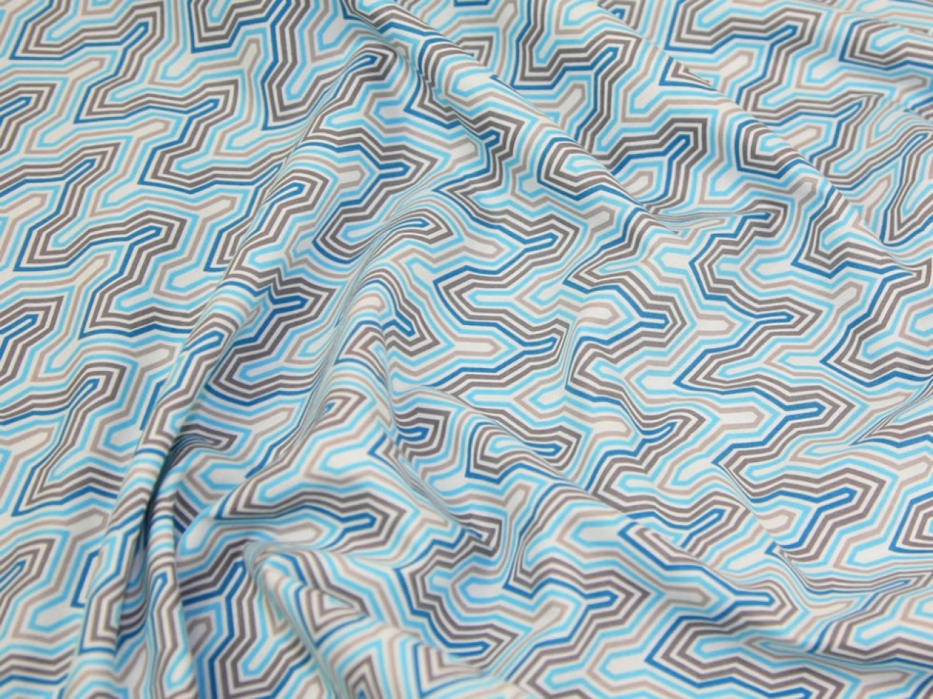 Camelot Fabrics 100% Cotton Poplin Fabric Blue & Grey