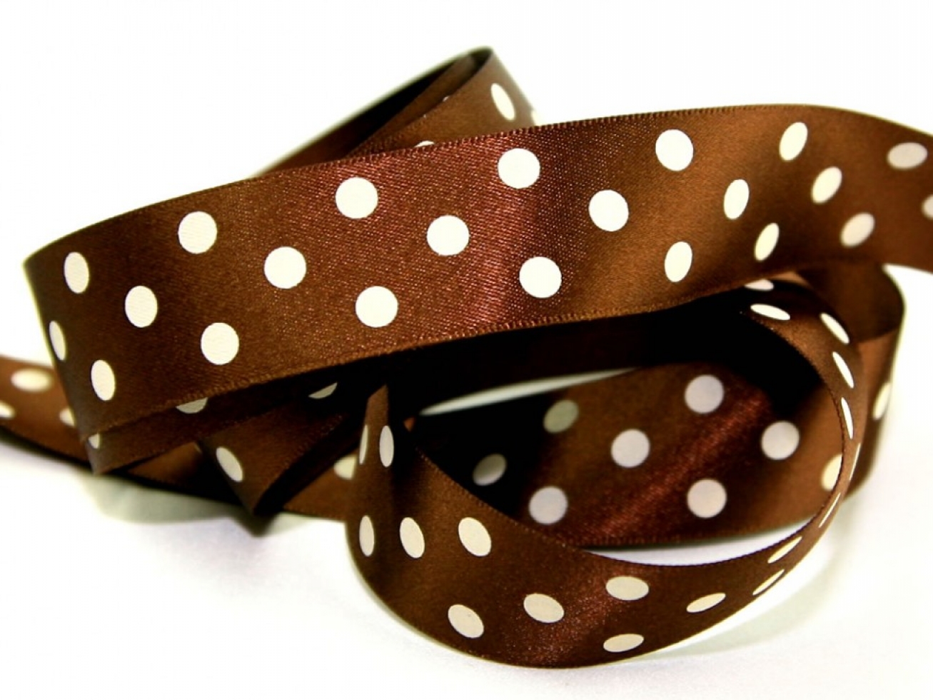 Berisfords Polka Dot Ribbon 25 Brown
