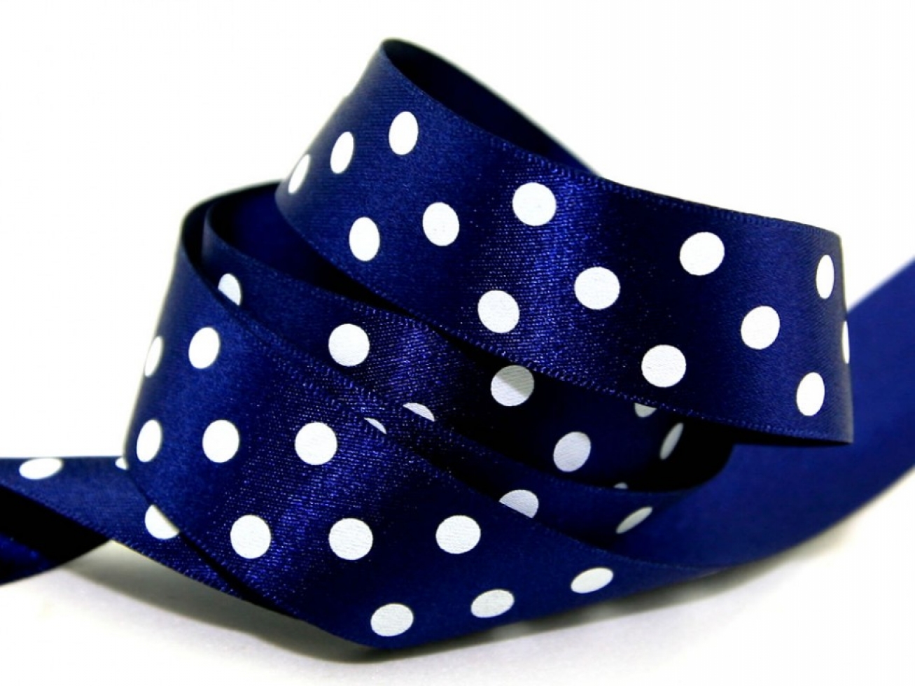 Berisfords Polka Dot Ribbon 13 Navy