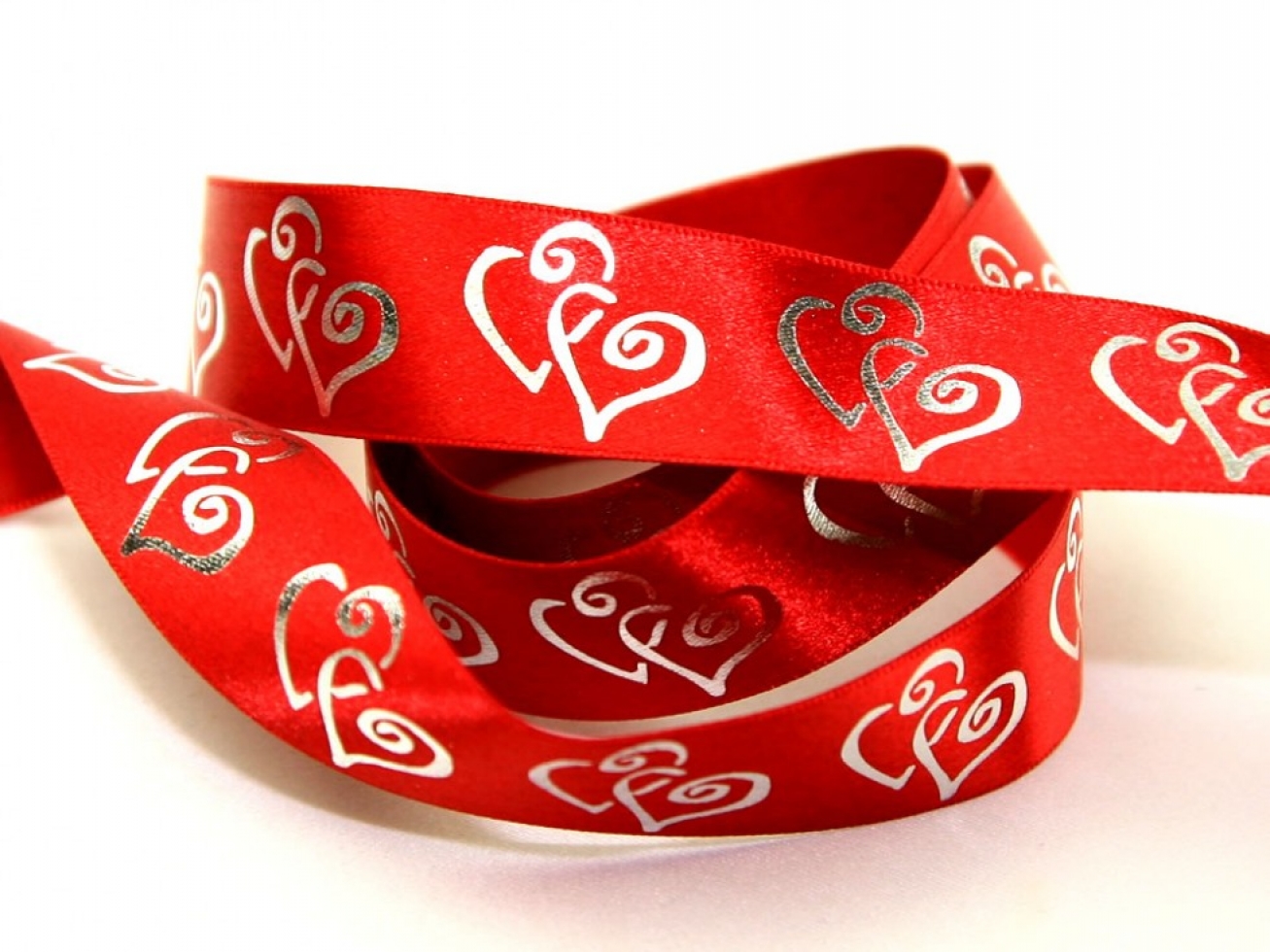 Berisfords Duet Hearts Ribbon 2 Red/Silver