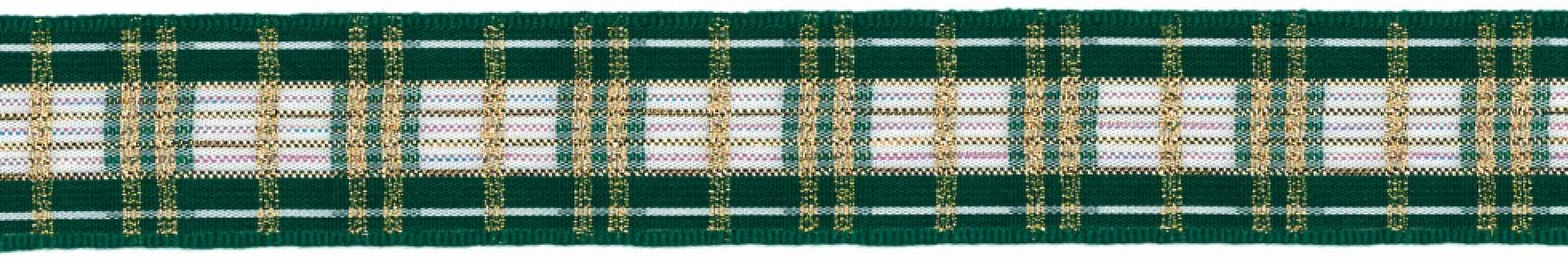 Berisfords Crystal Check Ribbon 2 Green